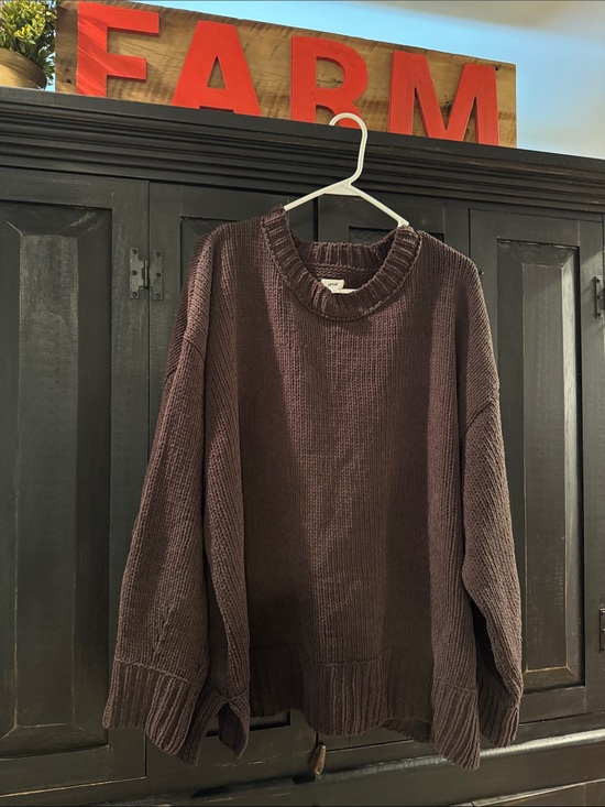aerie Sweaters - aerie Chunky Ribbed Crew Sweater cinder brown